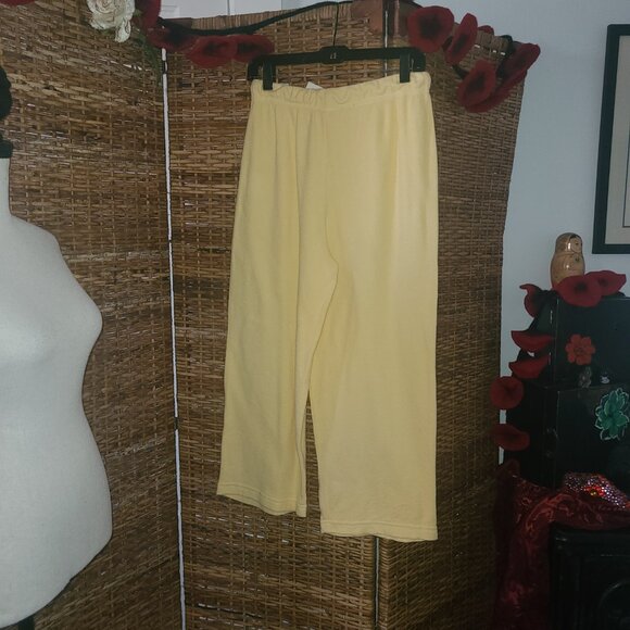 VTG NWT Prairie Natural Cotton Crop Pants Crop Wide Leg Drawstring  M Yellow - Picture 4 of 5
